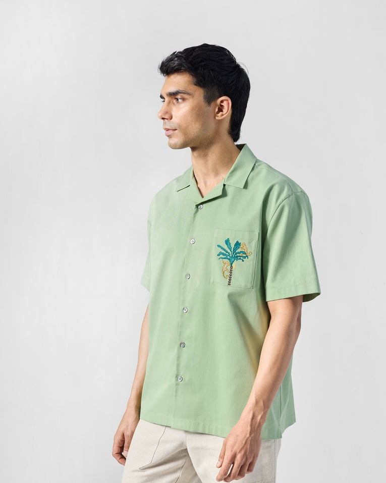 Jaisal Shirt - Sage Green Embroidered