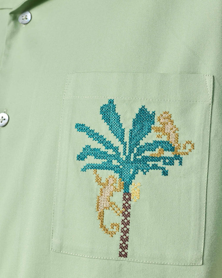 Jaisal Shirt - Sage Green Embroidered